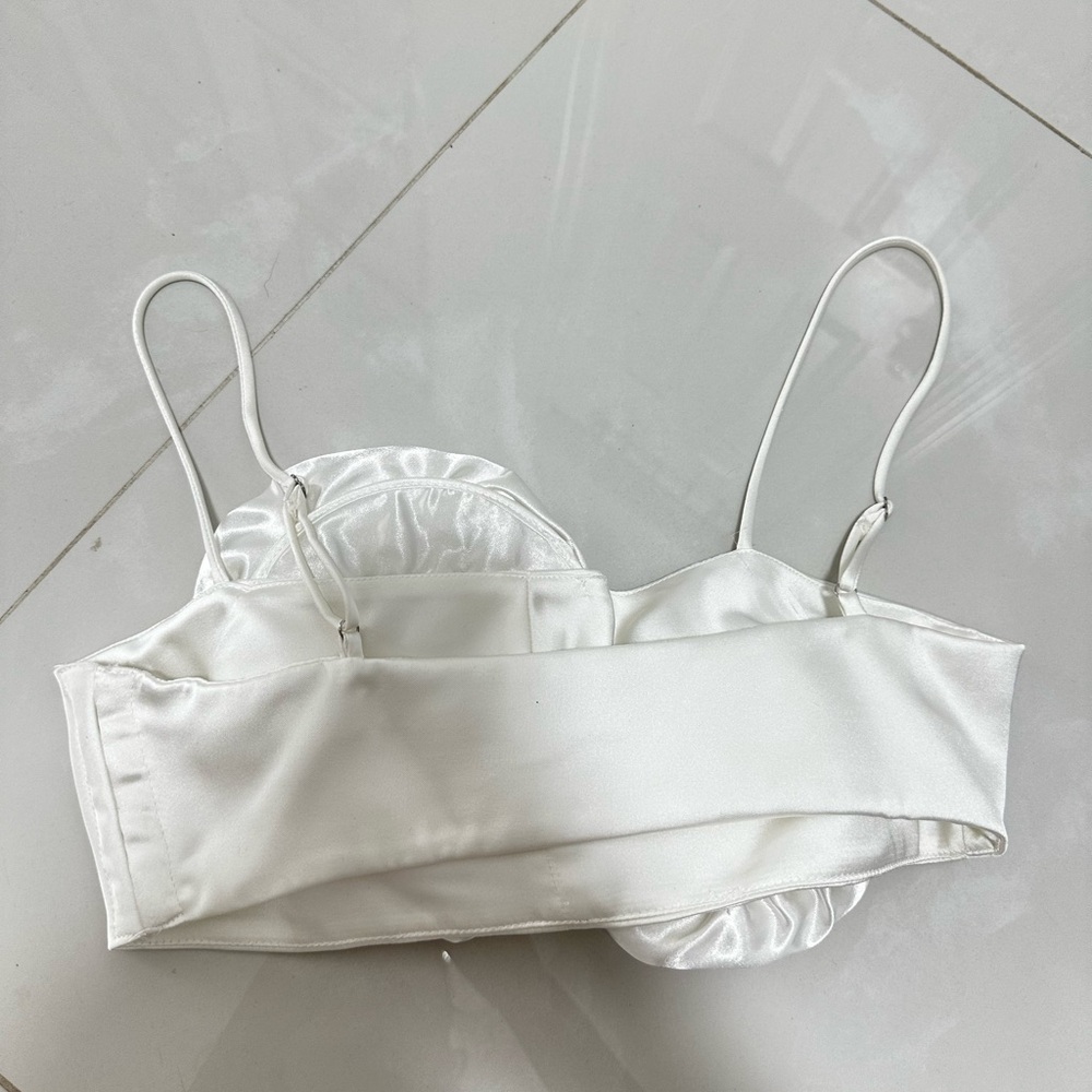 Zara Rose Appliqué White Crop Top - Picture 9 of 10